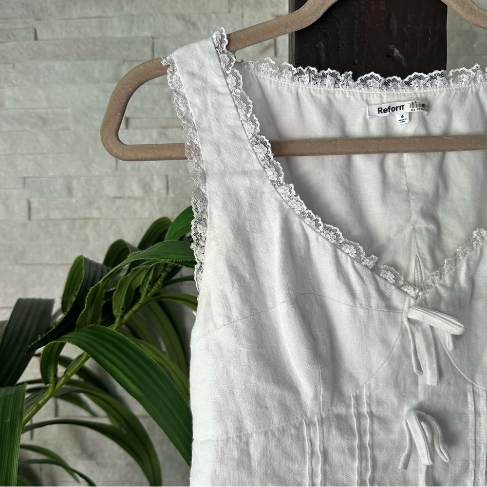 Reformation White “Brenda” Linen Cotton Lace Bustier Blouse Size Small - Picture 6 of 10